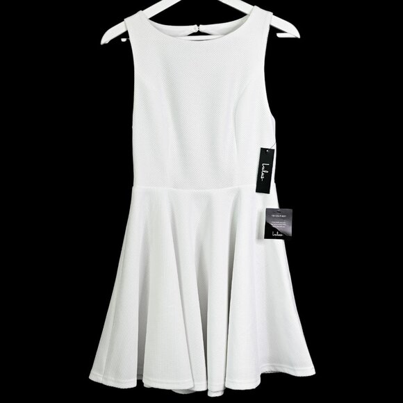LULUS White Gal About Town Open Back Sleeveless Skater Dress - Size Medium - NWT - Picture 4 of 16